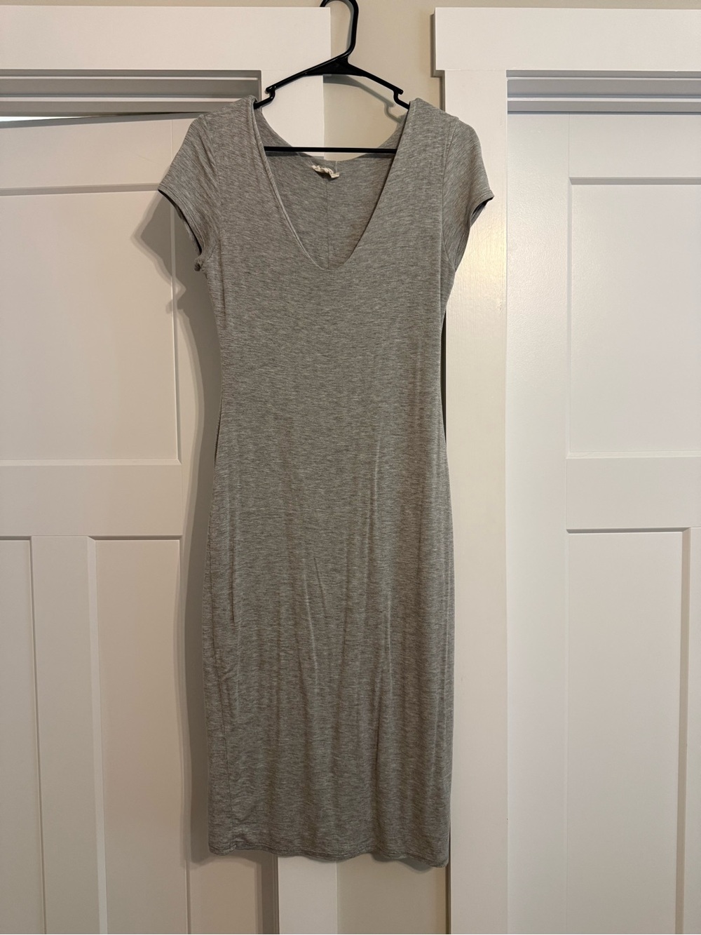 Women's Heather Gray V-Neck Midi Dress
